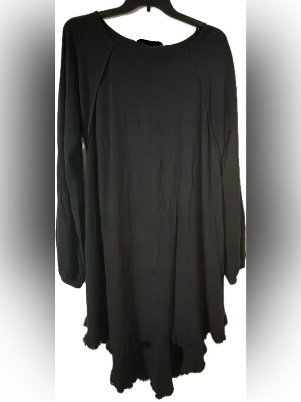 Umgee Black Crew Neck Long Sleeve High Low Dress